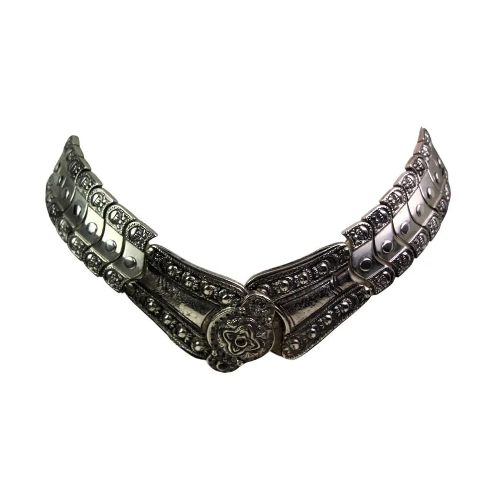 EMBELLISHED WHITE REAL LEATHER METAL 1 1/8